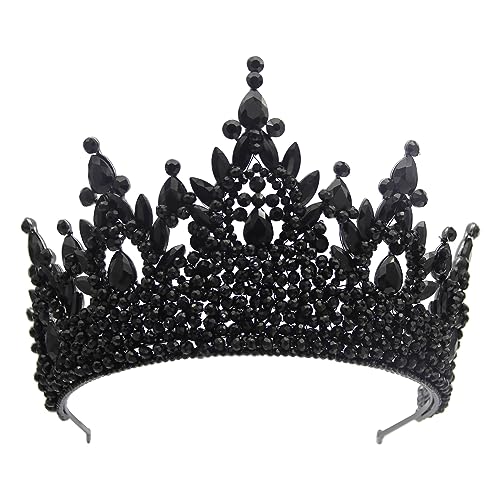 Photo 1 of Extra Big Crown for Women Black Gothic Tiara 5" Tall Pageant Queen Tiara Headband Black Wedding Crown for Quinceanera Costume Cosplay Halloween
