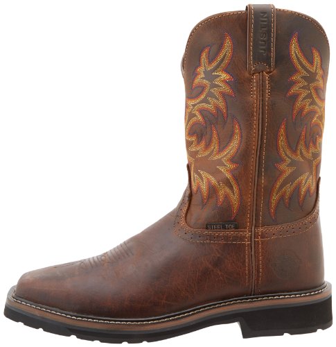 Justin Original Work Men's Stampede Steel Square Toe, Rugged Tan, 11 D US