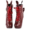 SHOW-STORY-Lolita-Style-Rabbit-Fur-Bow-Lace-Up-Stiletto-Platform-Ankle-Boot-BootieLF30311