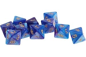 MagiDeal 10pieces 8 Sided Dice D8 Polyhedral Dice for Dungeons and Dragons Party Table Games - Blue Purple