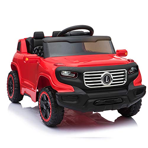 VALUE BOX Electric Remote Control Truck, Kids Toddler Ride On Cars 6V Battery Motorized Vehicles Children's Best Toy Car Safe with 3 Speeds, Music, seat Belts, LED Lights and Realistic Horns (Red)