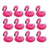 12 Pack Inflatable Flamingo Pool Float Drink Holder Pool Floats Toy for Flamingo Party Supplies, Kids Bath Toys