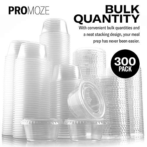 300Pack Plastic Portion Control Cups with SnapOn Lids 2 oz. Clear Disposable Small Food