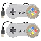 CC&SS 2 Pack USB Controller for Super Nintendo, SNES Retro Famicom Game Gaming Joypad Gamepad for Windows PC MAC Linux Android Raspberry Pi (Multicolored)
