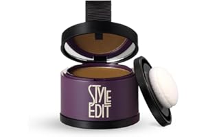 Root Touch Up Powder by Style Edit | Medium Brown Hair Color Coverage for Grays and Roots | Mineral-Infused Binding Hairline Concealer | 0.13 oz. Tub