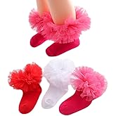 Yenzat Little Girls Ruffle Tutu Socks Toddler Frilly Lace Dress Socks 2-8 Years 3 Pairs