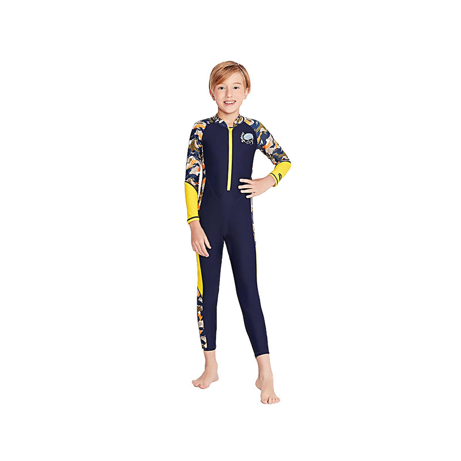 Owntop Boys Long Sleeves Swimsuit - Kids One-Piece Swimwear All-in-one Swimming Sun Protection Clothing Blue