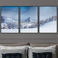 3 Piece Framed Canvas Wall Art Foggy Mountains Canvas Prints Home Artwork Decoration for Living Room,Bedroom - 16