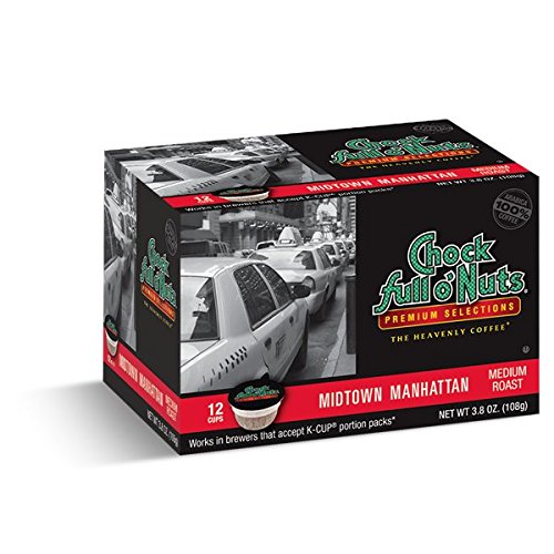 Chock Full o'Nuts Manhattan Medium Roast, K-Cup Compatible Pods - Arabica Coffee 3.8 Ounce (Pack of 3)