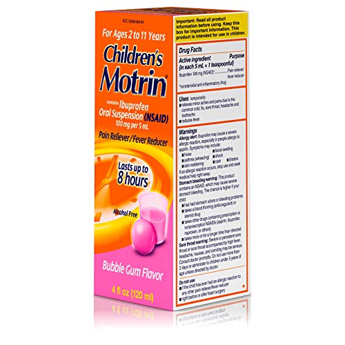 Children's Motrin Oral Suspension, Pain Relief, Ibuprofen, Bubble Gum Flavored, 4 Oz
