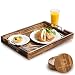 SimplyKitchen Rustic Torched TV Serving Tray 20 x 14 inch with 4 Rounded Fir Wood Coasters Great for Lap, Couch, Ottoman, Dinners, Bed + Breakfast, Coffee Tables - Decor for Coffee Bars, Restaurants