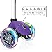 Globber 3 Wheel Adjustable Height Scooter with LED Light Up Wheels (Purple/Star)