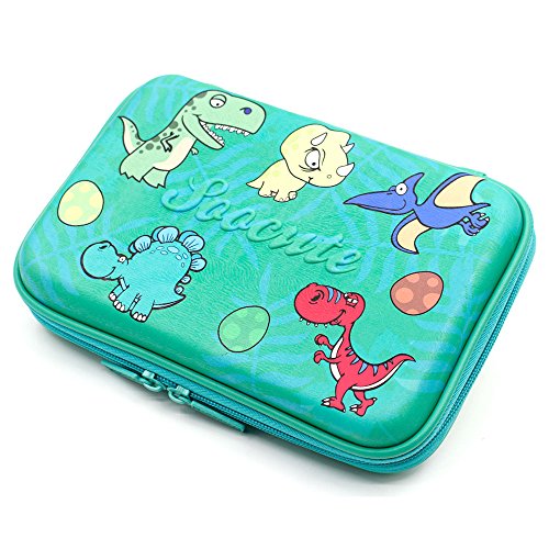 Cute Dinosaur Hardtop Pencil Case - Kids Large Colored Pen Holder Box With Compartments - Toddlers Boys Pencil Pouch Bag Stationery Organizer