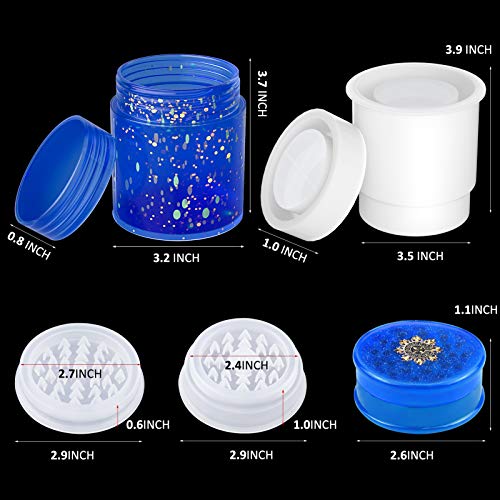 Palksky Grinder Resin Mold and Large Round Jar Mold with Lid, Spice