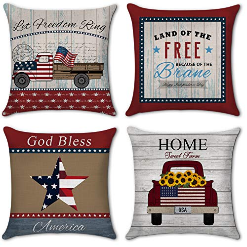 COLORPAPA Independence Day American Flag Throw Pillow Covers USA