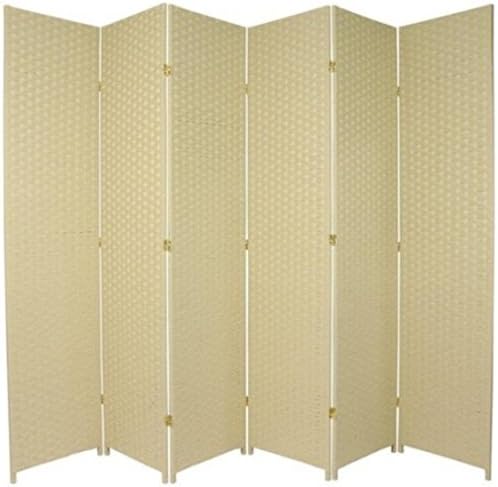 Natural Plant Fiber Woven Room Decor Cream 6 Panels Divider