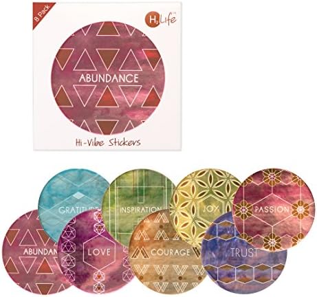 H2Life - Sacred Geometry Stickers - High Vibe Stickers -Water Bottle Accessories - 8 Pack (Metallic Collection)