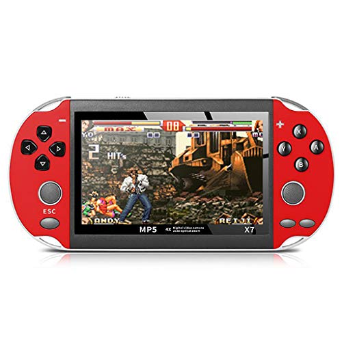 Cywulin Handheld Game Console, Built-in 800 Classic Video Arcade Games Player Portable Gameboy 4.3 Inch Large Screen 8GB System Multiple File Formats, Birthday Presents Kids Children Adults (Red)