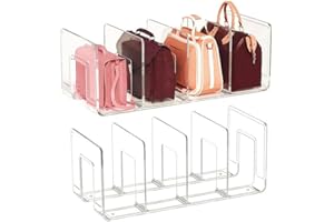 frtzal Purse Closet Organizer,Purse Organizer for Closet,Handbag Organizer,Desk File Sorter Purse, 4 Clear Handbag Storage Shelf - Plastic Clutch Dividers