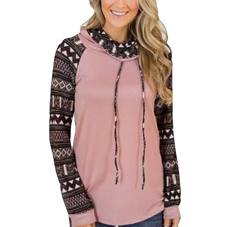 UFACE Damen Streifen Winter Lose Langarm Hoodie Locker Sweatshirt mit Kapuze Pullover Tops Bluse Frauen