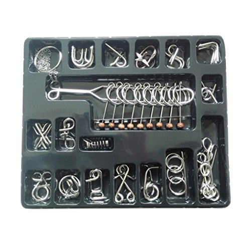 Zooshine 18 Sets Brain Teaser Metal IQ Puzzles, Metal Wire Puzzles Magic Trick Games for Adult Children (level 6)