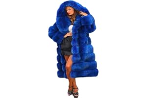 Lisa Colly Women's Winter Plus Size Parka Overcoat Long Sleeve Faux Fur Coat Jacket with Big Hooded
