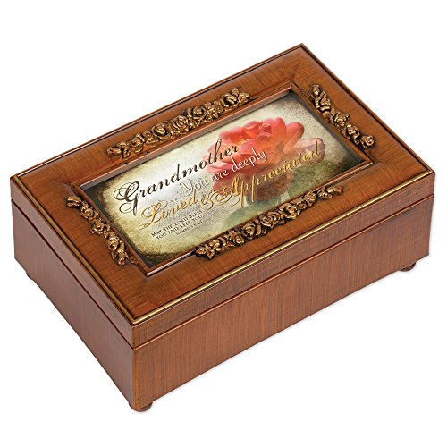 Cottage Garden Grandmother Woodgrain Petite Rose Music Box/Jewelry Box Plays How Great Thou Art