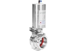 DERNORD 3 Inch Tri Clamp Sanitary Butterfly Valve, Pneumatic Actuator Valve SS304 with Single Acting