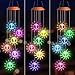 SIX FOXES Sunflowers Solar Powered Wind Chime Outdoor, Color-Changing Mobile Wind Chime Hanging Lights, Romantic Décor Solar Lamp for Porch/Patio/Garden/Yard, Gifts idea for Mom, Grandma