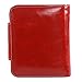 AINIMOER Women's Small Billfold Genuine Leather Tri-Fold Wallet with Zipper Pocket(Red)