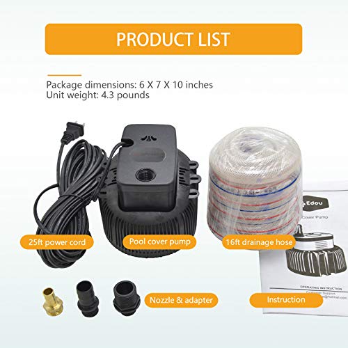 Pool Cover Pump Above Ground Sump Pumps Water Pump 850GPH Water Removal