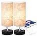 ZEEFO Dual 2.1A USB Charging Port Bedside Table Lamp with Press Switch, Black Base Modern Minimalist Design Desk Lamp Very Convenient Nightstand Lamp to Decor Your Bedroom, Guest Room (Set of 2)