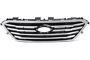 CHEDA Front Grill, Compatible with 2015 2016 Hyundai Sonata, Bumper Upper Insert Grille Assembly With Chrome Molding
