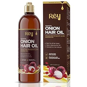 Rey Naturals Onion Hair Oil with 14 Essential Oils – Controls Hair Fall- 200ml