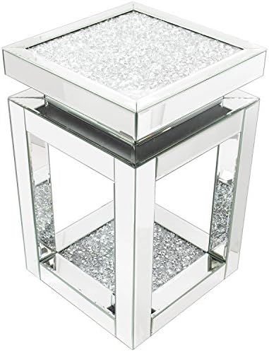 Square Large Sized Crushed Diamond Mirror Mirrored Glass End