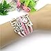 Bestpriceam Fashion Infinity Heart Pearl Love Key Leather Alloy Charm Bracelet Pink (Pink)