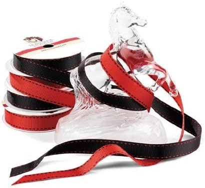Ribbon, Black Grosgrain w/Red Saddle Stitch