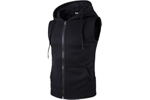 TOWMUS Mens Tank Top Hoodie Men's Sleeveless Zip Up Hooded Workout Tank Tops Muscle T Shirt Vests Jacket