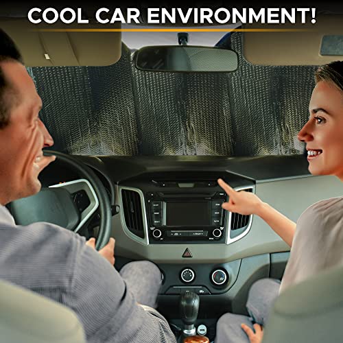 EcoNour Accordion Sun Shade Car Windshield (Gray), Foldable Front