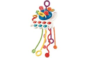 AFLUODN Montessori Toys for Babies 6-12 Months Food Grade Silicone Pull String 1 Year Old Baby Toys Toddler Sensory Learning & Educational Toys for Toddlers Babies 3-6 6-18 Months Boys Girl Birthday Gift