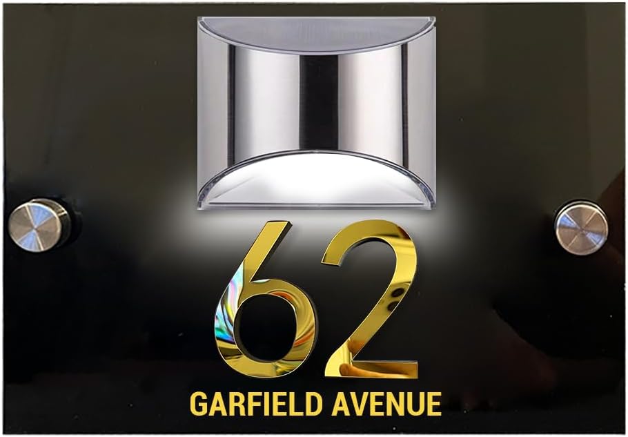 Plaques & Wall Art - Personalized Solar Address Sign Lighted House Numbers for Outside Custom House Numbers and Address Sign LED Illuminated Address Numbers for House Waterproof Address Plaque for Outside Home Street Yard Garden (#2 Gold-Black)
