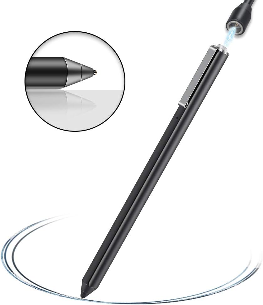 Stylus Pen for Touch Screens, Rotibox Rechargeable Fine Point Active Stylus Pen Smart Pencil Universal Digital Pen Compatible with iPad Samsung Galaxy Tab Cell Phones Tablets Laptops - Black