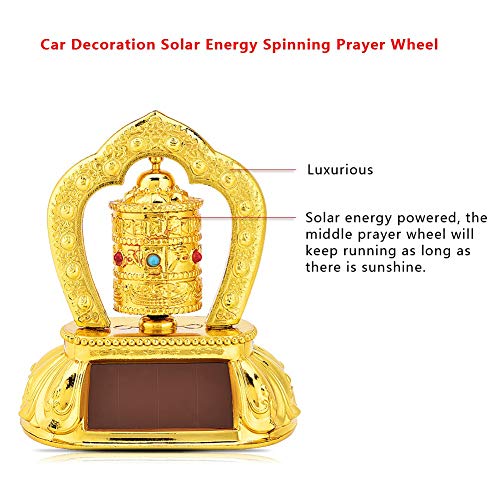 Tibetan Tibet Buddhist Solar Energy Spinning Prayer Wheel for Car Interior Decoration