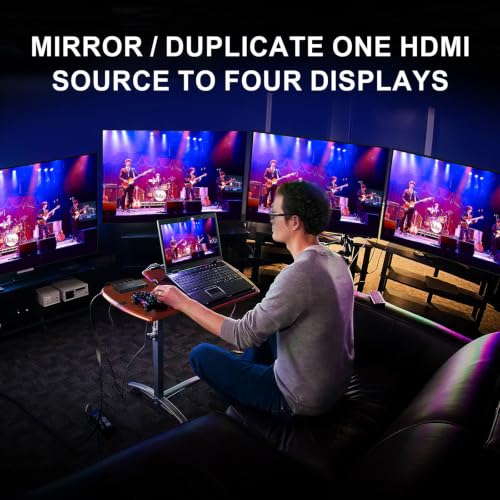 HDMI Splitter 1 in 4 Out 4K 60Hz 4:4:4, AVIDGRAM HDMI Splitter 4 Outputs with Copy, Downscaler and Auto Mode for Dual Identical Display Support 1080p 120Hz HDMI2.0 HDCP 2.2 HDR10 18Gbps 3D for Xbox, PS5
