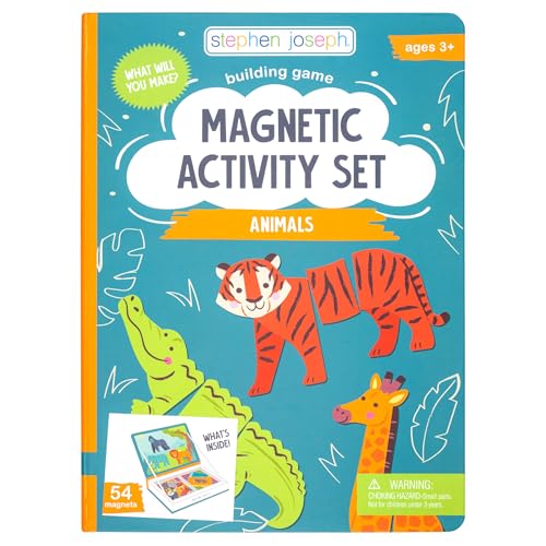 Stephen Joseph, Kids Magnetic Activity Set, 50 Magnet Pieces and 10 Double Sided Cards, Screen-Free Fun, Ideal Travel Activity for Kids, Ideal for Ages 3+, Zoo
