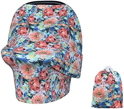 Kinsard Breastfeeding Nursing Cover, Baby Car Seat Covers, Multi Use For Shopping Cart, Stroller Canopy, High Chair, Infinity Scarf, Great Baby Shower Gift, With Matching Pouch (Floral)