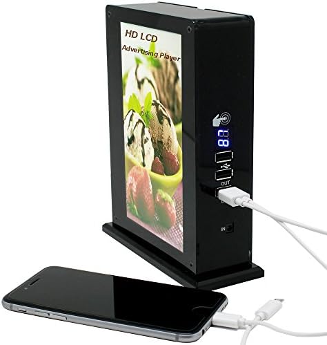 7 Inch HD LCD Electronic Picture Frame, Video and Replaceable Picture Display on Two Sides, 20000mAh Power Bank &amp; 3 Charging Ports, 8GB Memories Advertising Show for Restaurant, Café, Store – L17C
