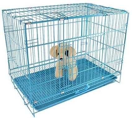 PSK Paws for A Cause Metal Cage with Removable Tray for Dogs/Rabbit Blue 30 Inch Medium