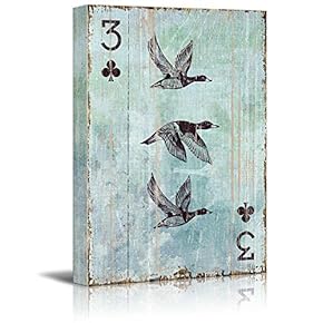 Poker Cards Canvas Wall Art - Club 3 - Three Flying Wild Geese - Gallery Wrap Modern Home Art | Ready to Hang - 12x18 inches