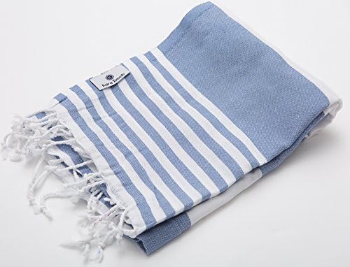 Kuru Towels - Turkish Beach Towels โ 100% Cotton Premium Quality Multipurpose Peshtemal for Fast Drying & Easy Storage. Great for Travel, Spa, Pools, Bath and Gym - Poolside Denim Blue